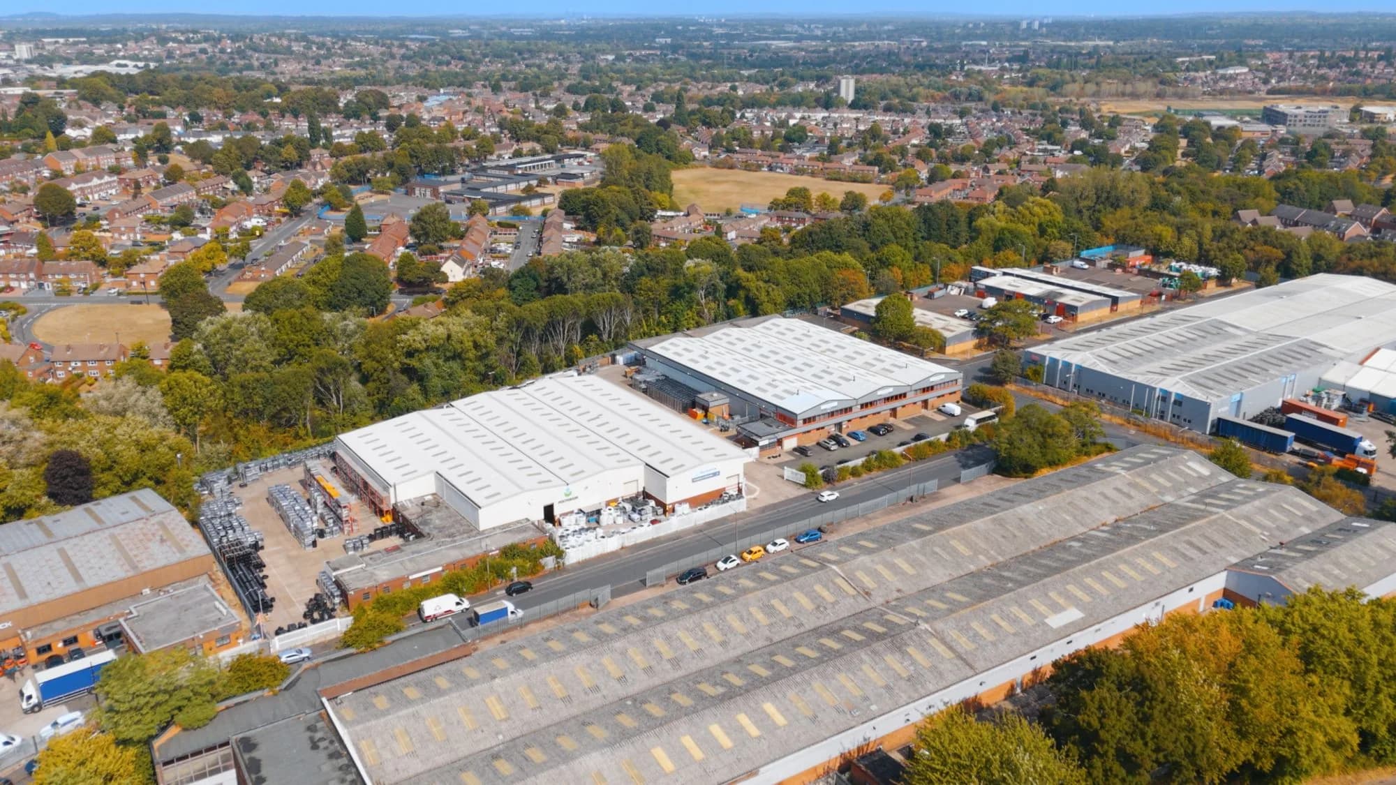 Aerial view of the Polydrain Civils site in West Bromwich