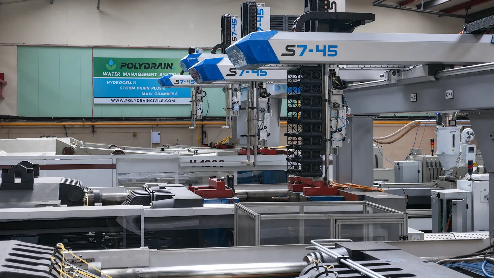 The injection-moulding line running at Polydrain's West Bromwich facility